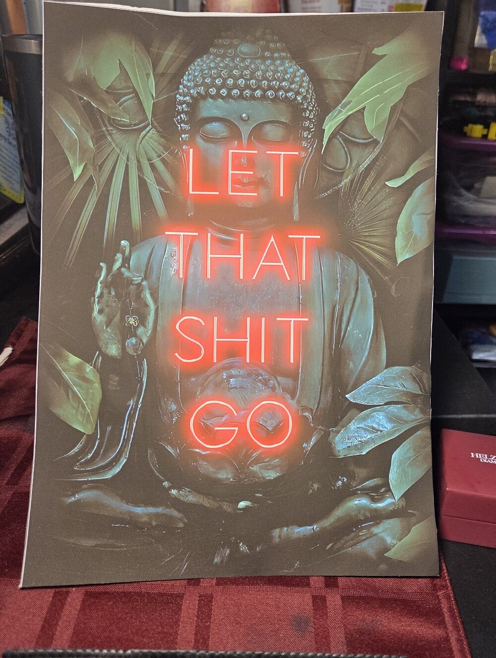 Buddha "Let That Sh*t Go" Funny Canvas Bathroom Wall Art 8.5x11